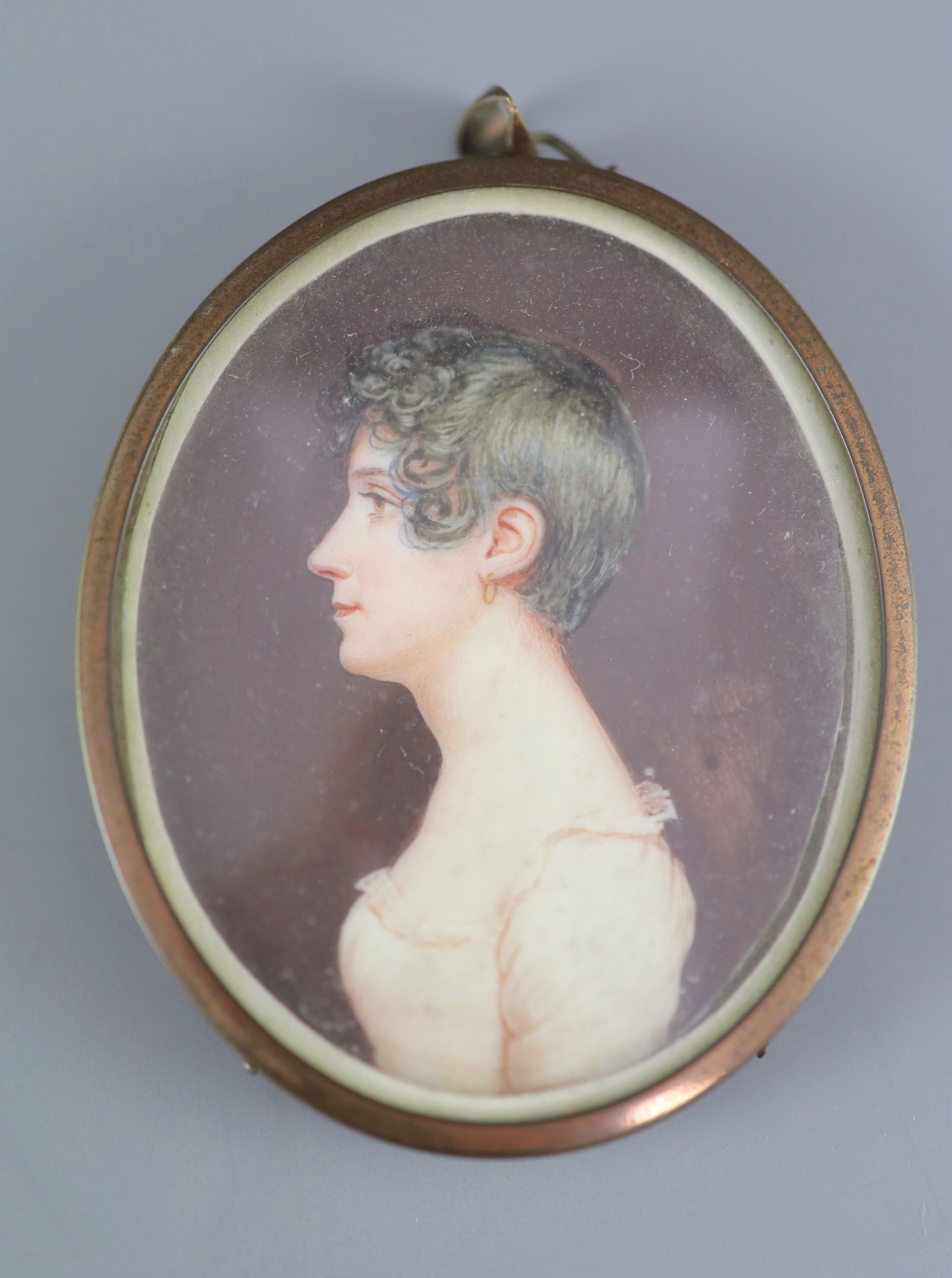 English School (early 19th century), miniature of a young lady